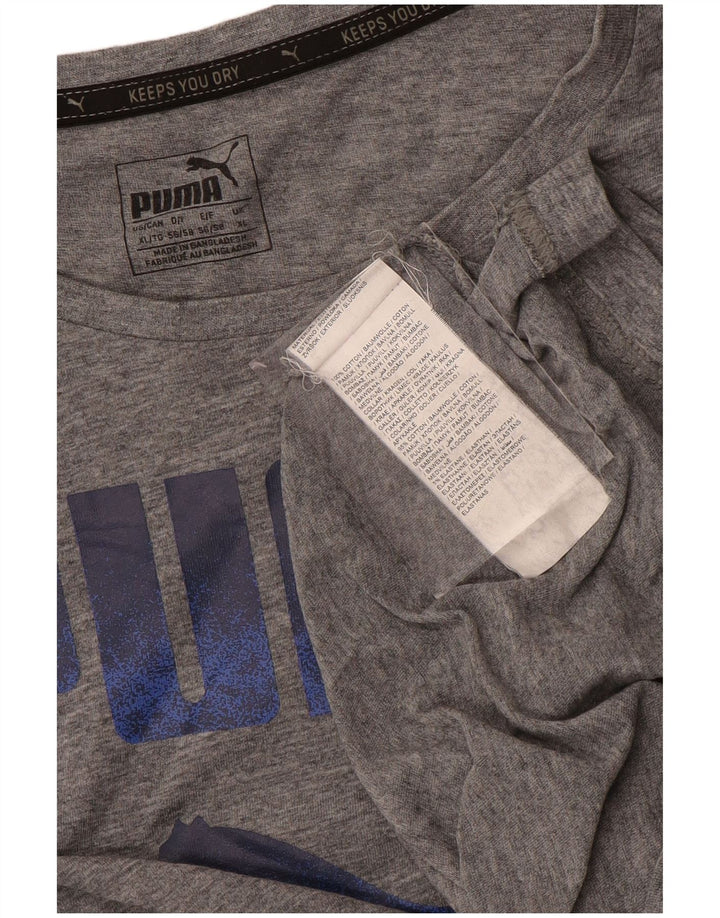 Puma Herren Grafik T-Shirt Top XL Grau gefleckte Baumwolle