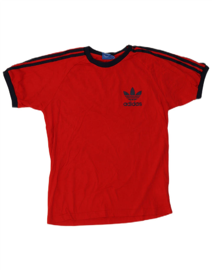 ADIDAS Damen T-Shirt Top UK 16 Große rote Baumwolle