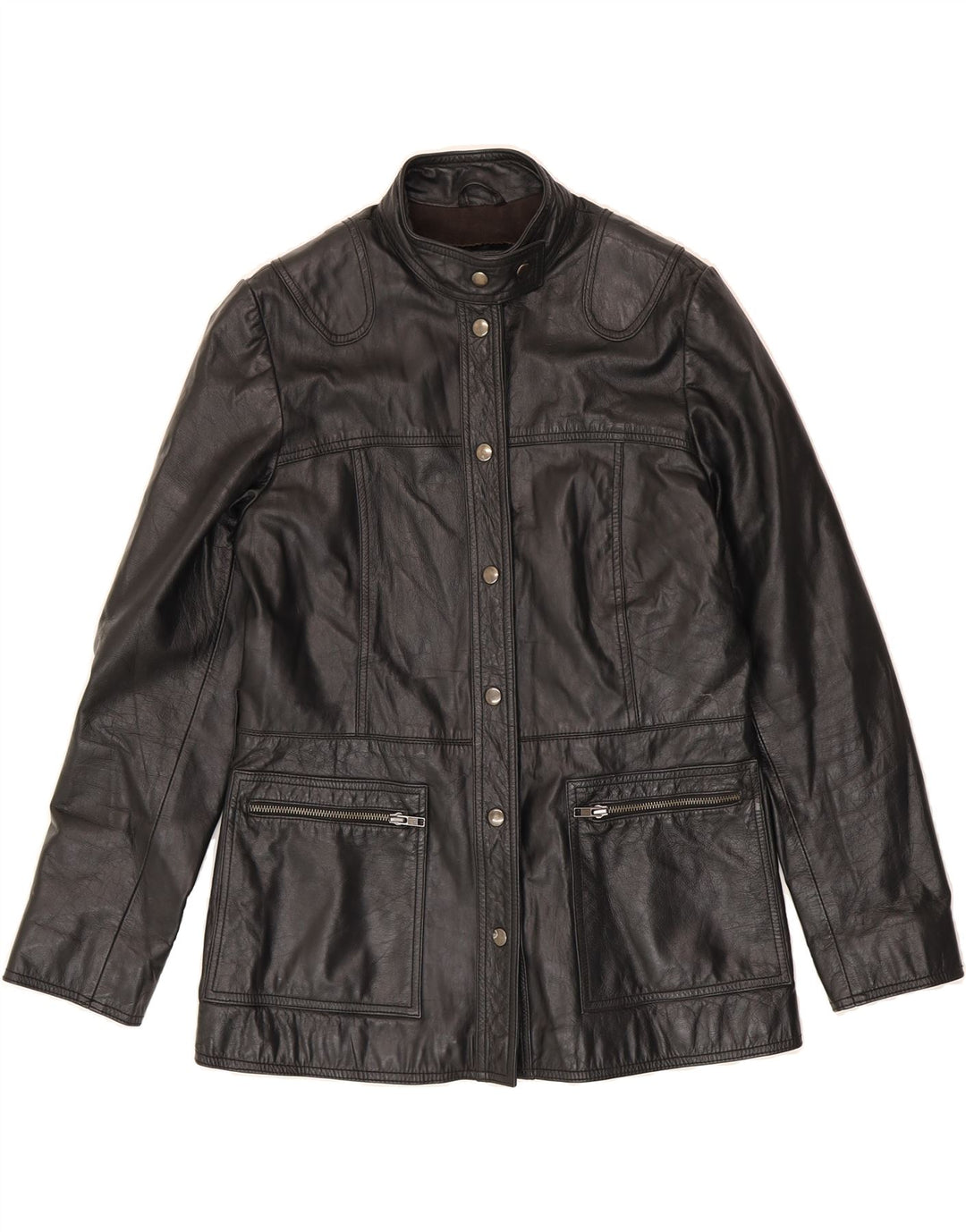 CONBIPEL Womens Leather Jacket IT 44 Medium Black Leather Vintage Conbipel and Second-Hand Conbipel from Messina Hembry 