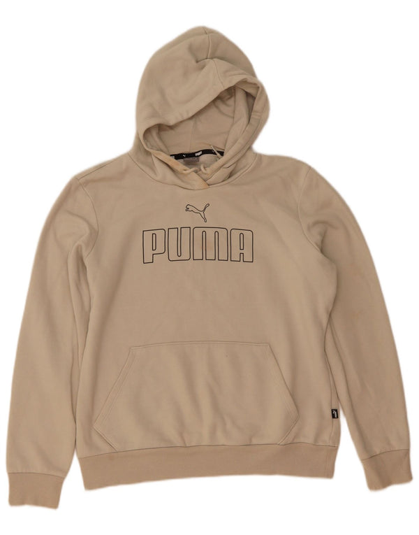 Puma Womens Graphic Hoodie Pullover UK 14 Mittelbeige Baumwolle