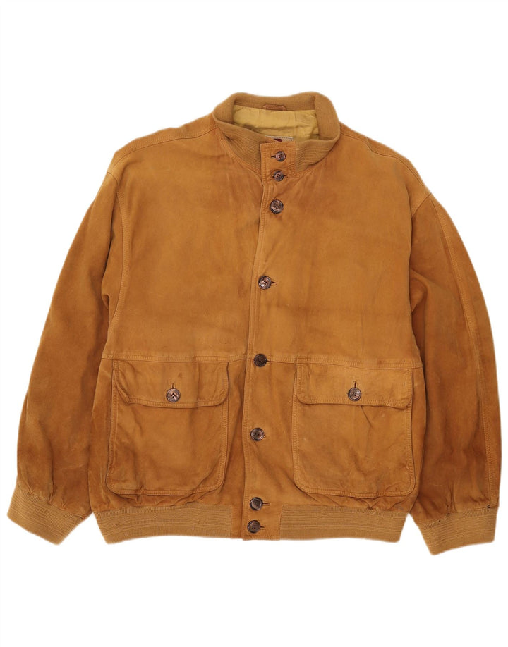 Vintage Herren Wildleder Bomberjacke UK 40 Large Beige