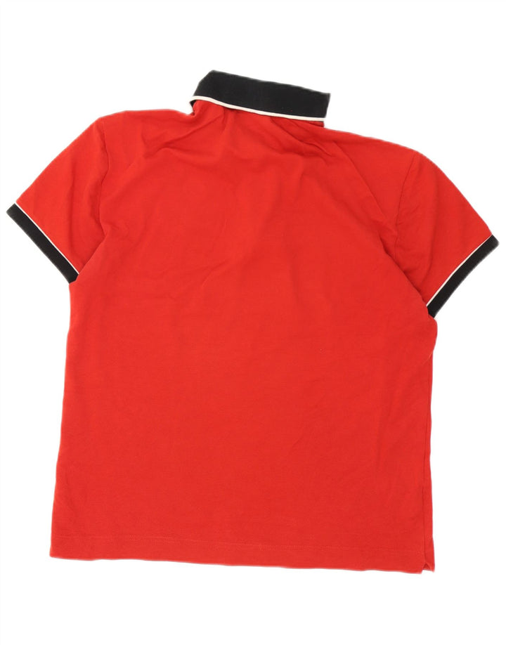 Lacoste Herren-Rugby-Poloshirt, Größe 4, mittelrot, gestreift, Baumwolle
