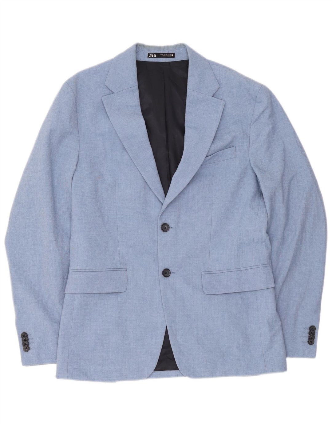 Zara Herren-Blazer mit 2 Knöpfen, EU 48, mittelblau, Polyester