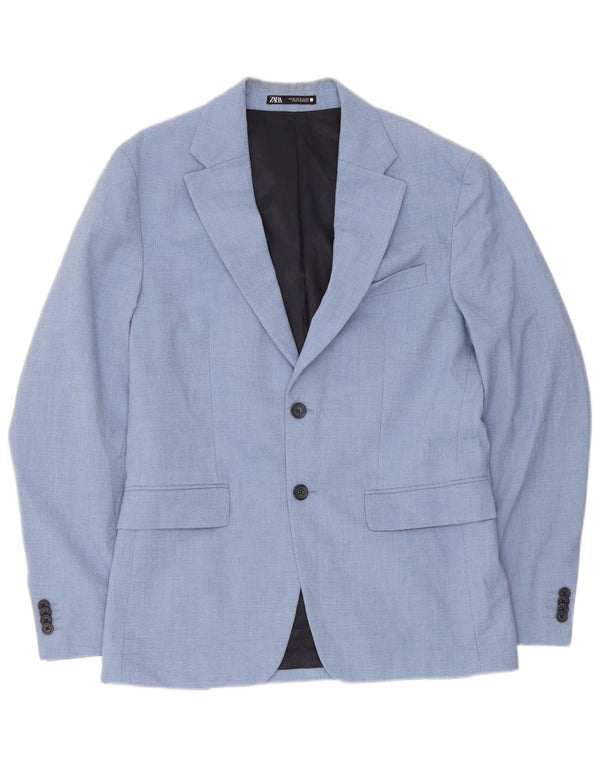 Zara Herren-Blazer mit 2 Knöpfen, EU 48, mittelblau, Polyester