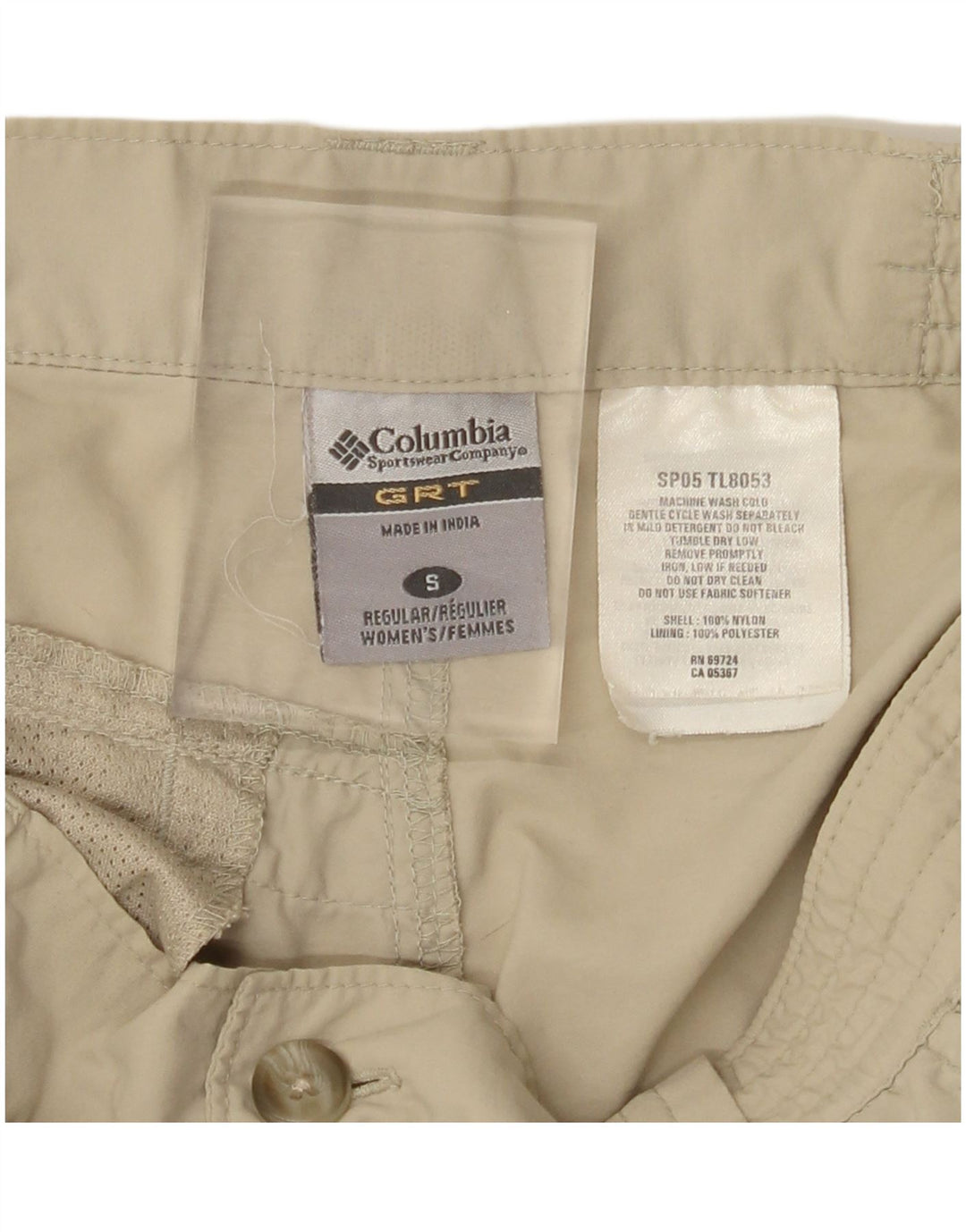 COLUMBIA Gerade Cargohose für Damen, Größe S, W27, L30, Beige, Nylon