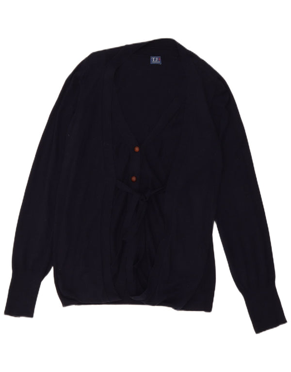 Trussardi Damen-Cardigan zum Binden vorne, UK 14, mittelmarineblau, Baumwolle