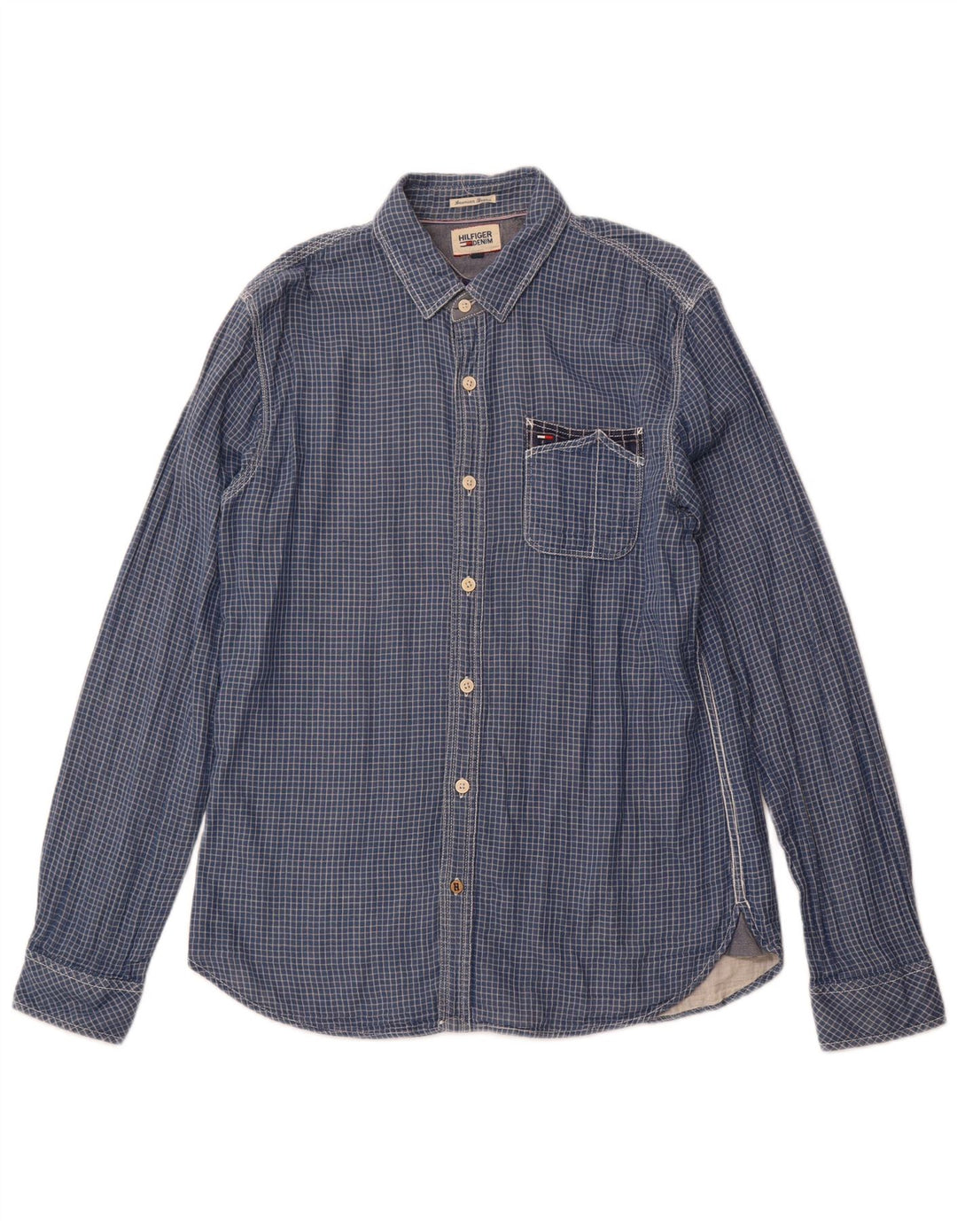 TOMMY HILFIGER Herrenhemd Medium Navy Blue Check Baumwolle