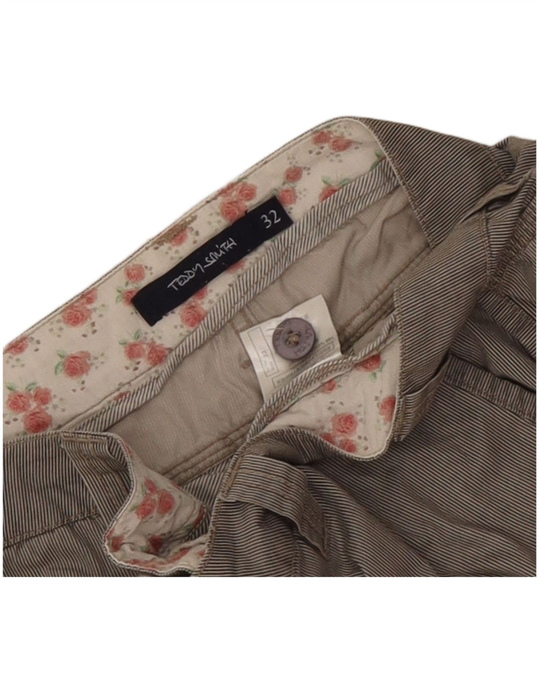 Teddy Smith Herren Cargoshorts W32 mittelgraue Nadelstreifen-Baumwolle
