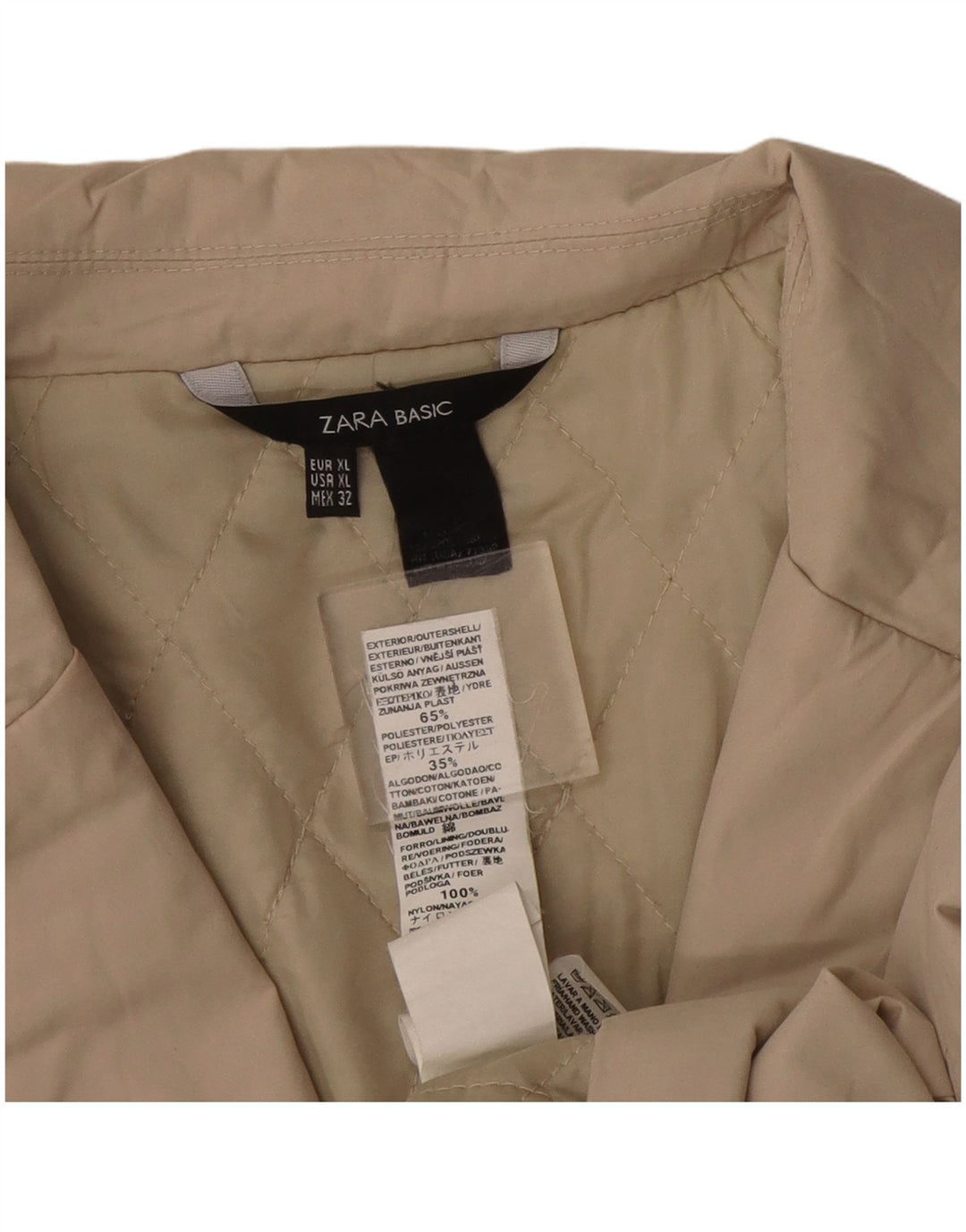 Zara Damen Blazer Jacke UK 18 XL Beige Polyester