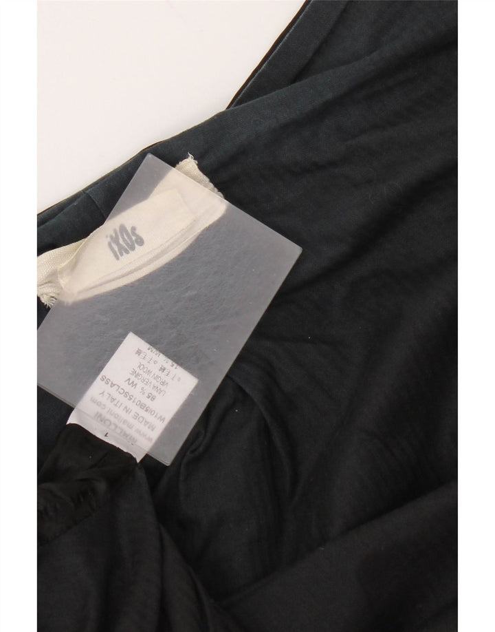 Vintage Damen Offener Mantel UK 10 Kleine schwarze Schurwolle