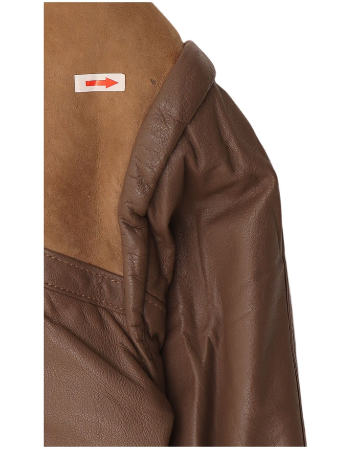 Vintage Herren Bomber Shearling Jacke IT 52 XL Braun