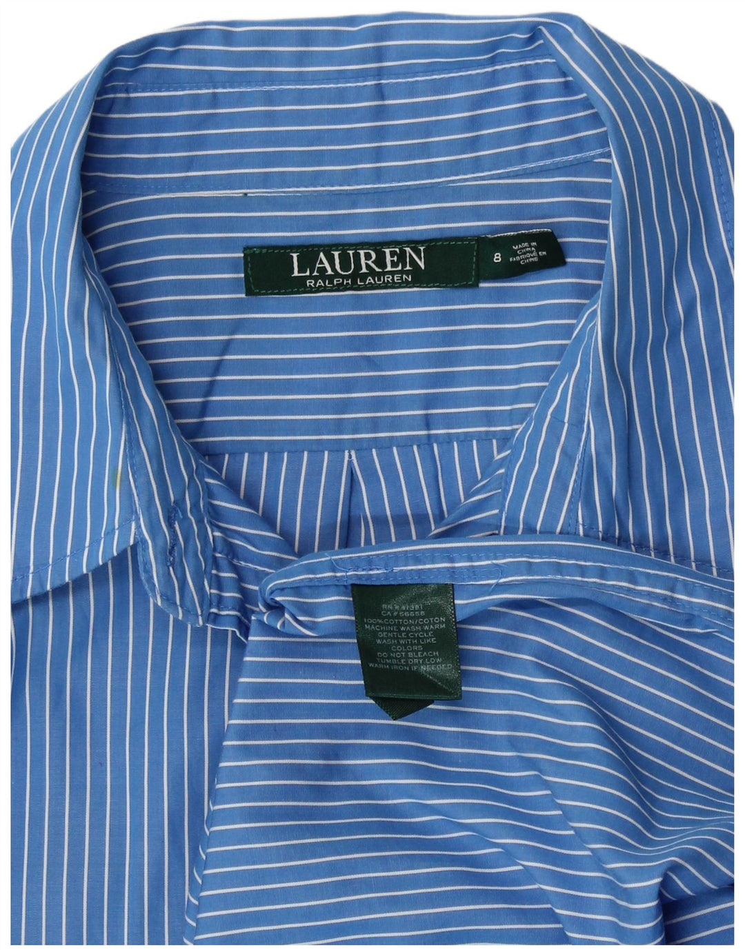 Ralph Lauren Damenhemd US 8 Mittelblau gestreift aus Baumwolle