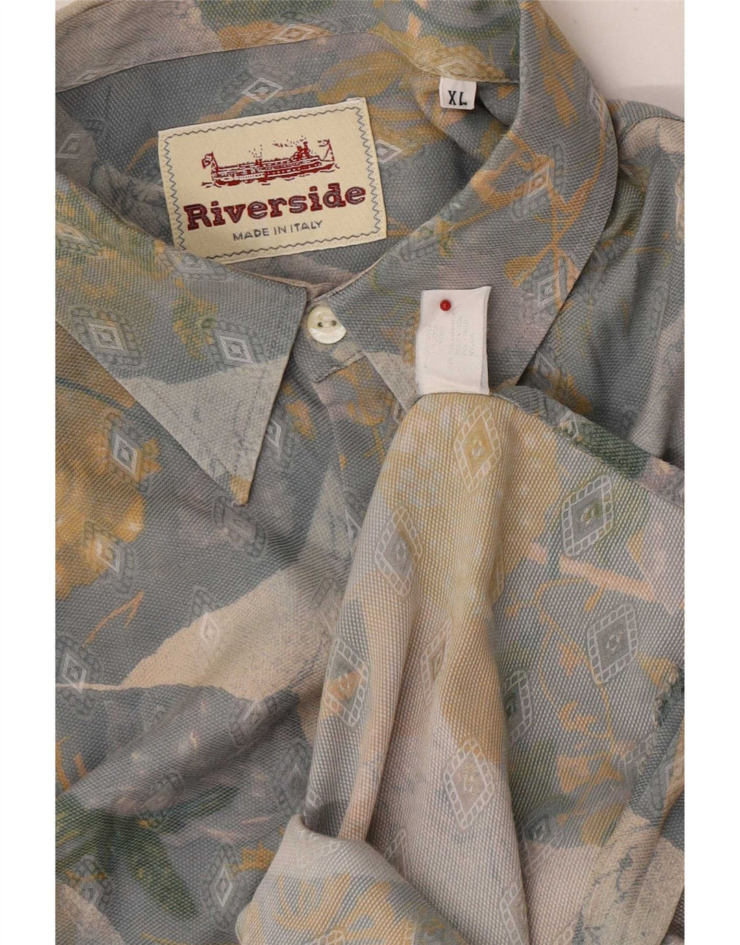 Vintage Herren Regular Fit Hemd XL Mehrfarbige geometrische Viskose