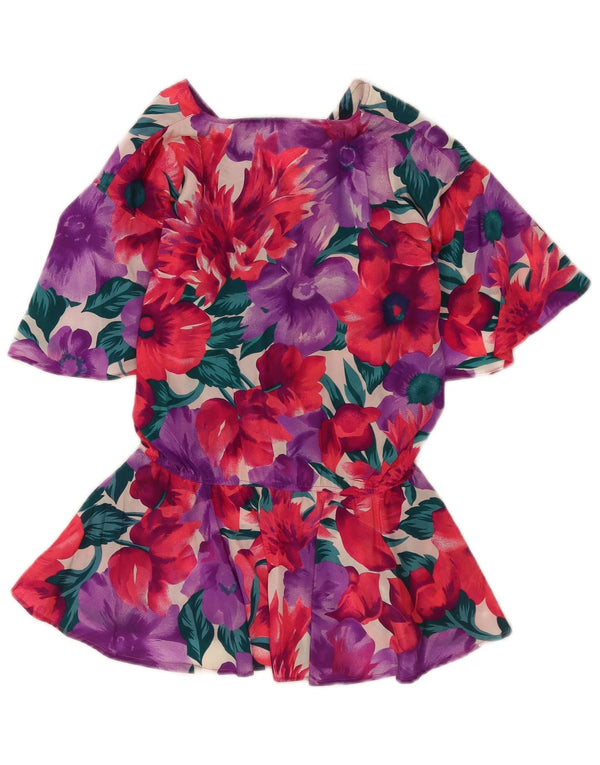 Ferretti Damen Kurzarm-Hemdbluse IT 46 Großes mehrfarbiges Blumenmuster