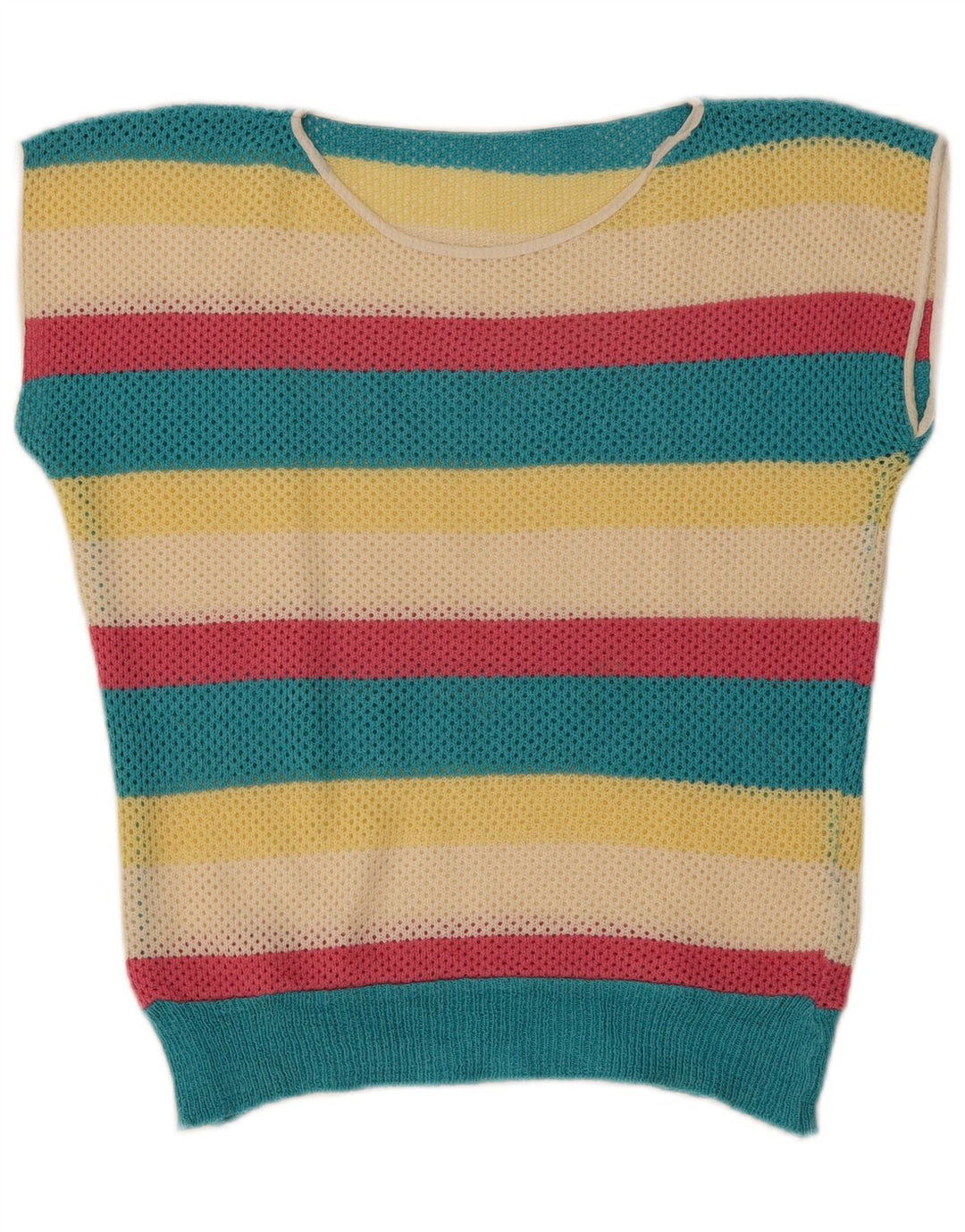 Vintage Damen Weste Tank Top UK 12 Medium Mehrfarbig gestreift