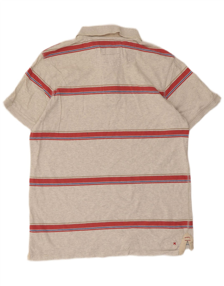 Fat Face Herren-Poloshirt, klein, grau gestreift, Baumwolle