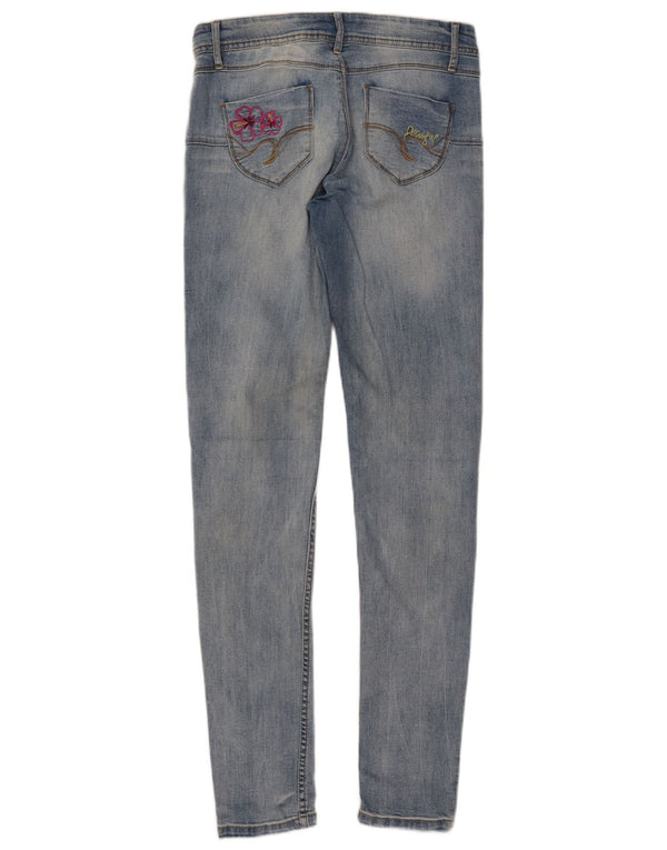 Desigual Damen Skinny Jeans W30 L33 Blau geblümte Baumwolle