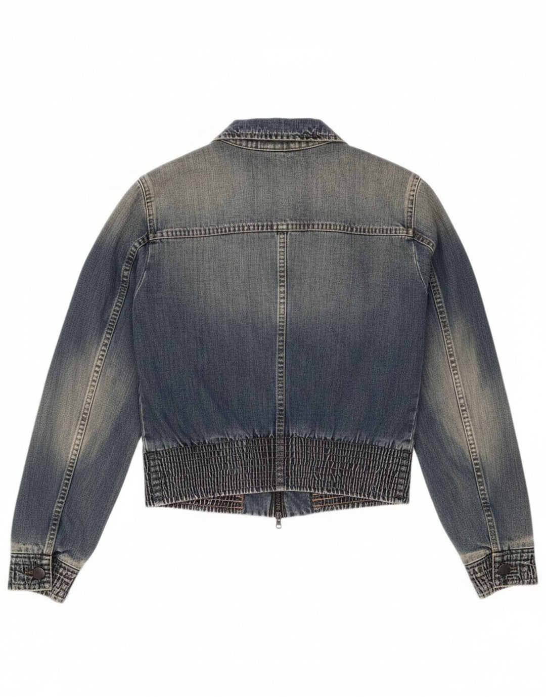 Sisley Damen Crop Jeansjacke UK 10 Small Blaue Baumwolle