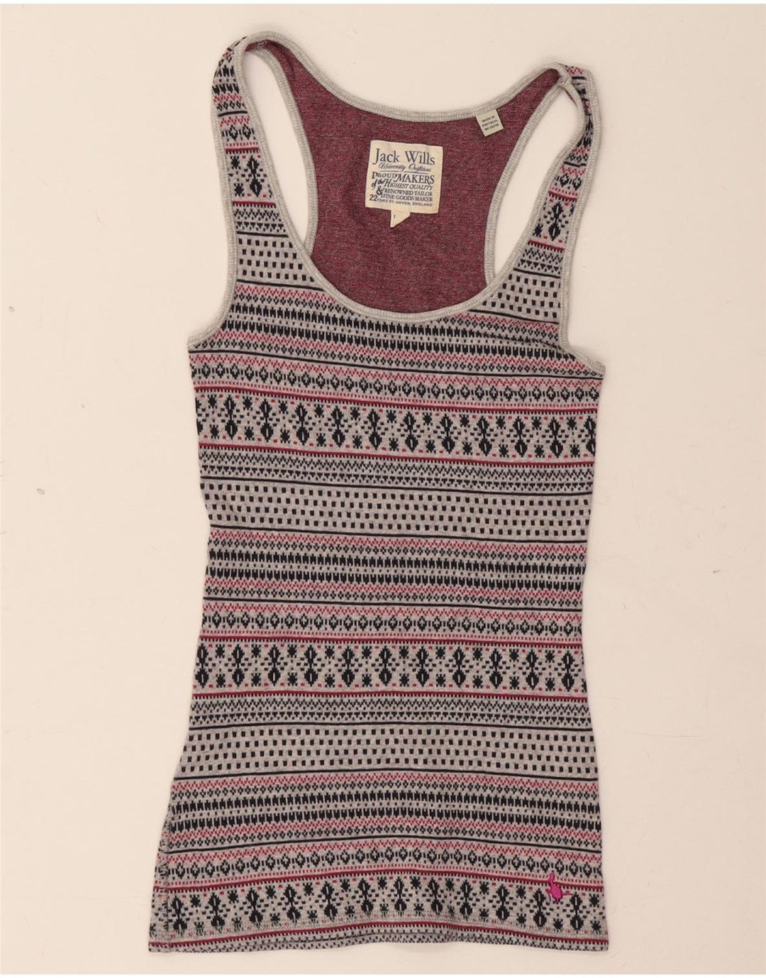JACK WILLS Damen-Trägershirt, Gr. 8, Größe S, Grau, Fair-Isle-Baumwolle