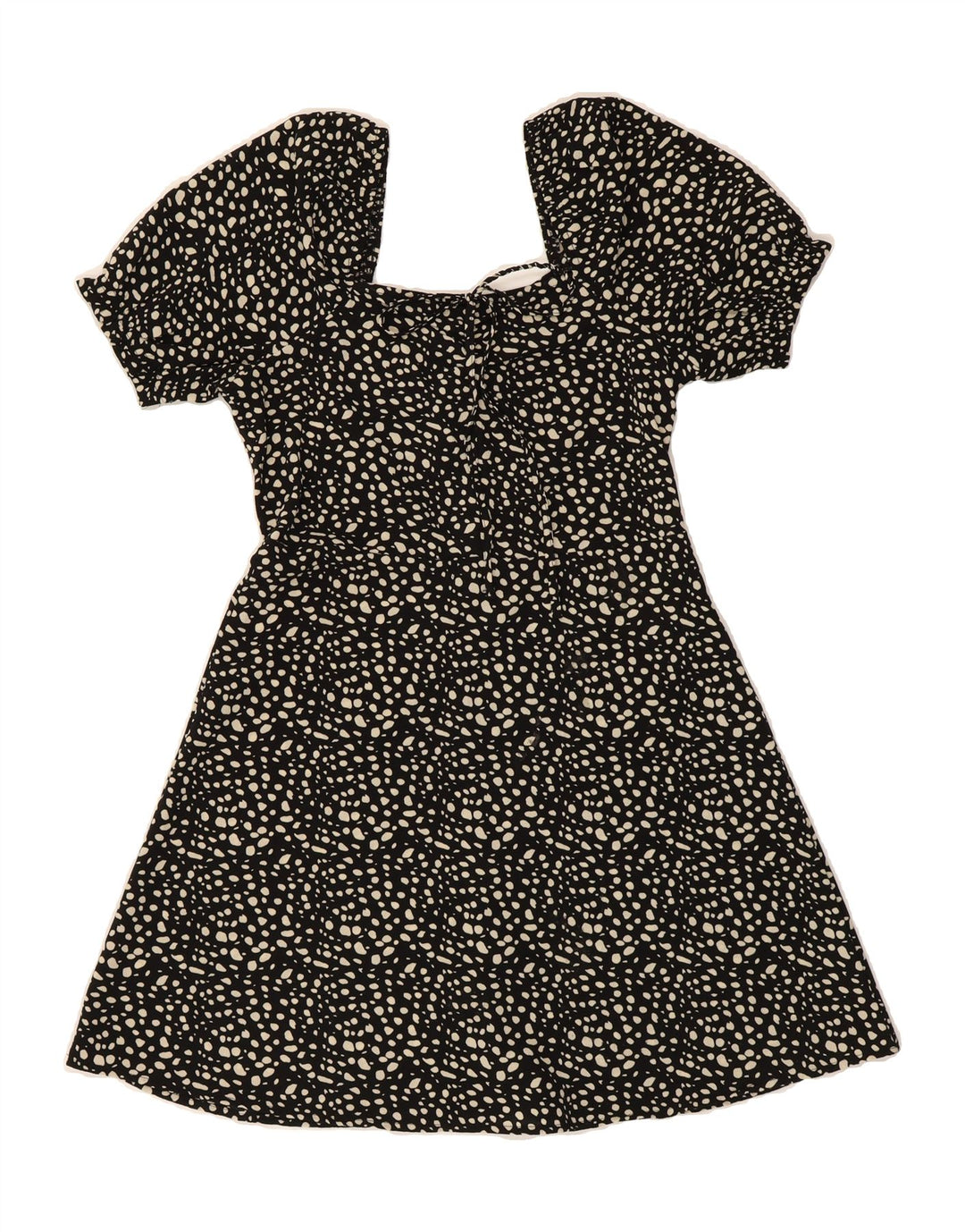 VINTAGE Womens A-Line Dress UK 10 Small Black Spotted Polyester Vintage Vintage and Second-Hand Vintage from Messina Hembry 
