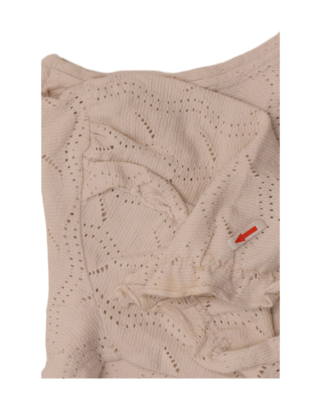 Zara Damen Crop Bluse Top UK 12 Mittelweiße Baumwolle