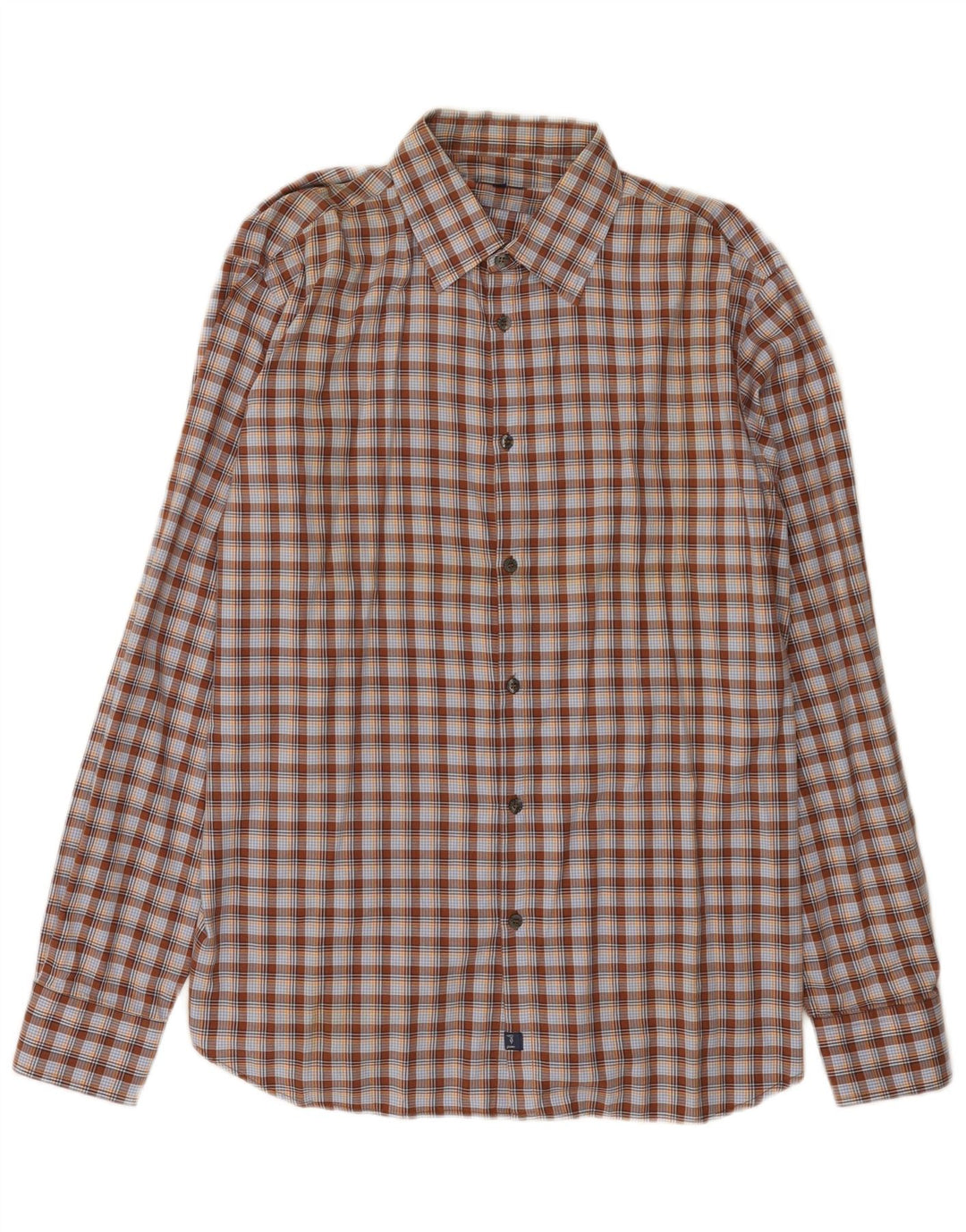 Trussardi Jeans Herrenhemd 2XL, braun kariert, Baumwolle