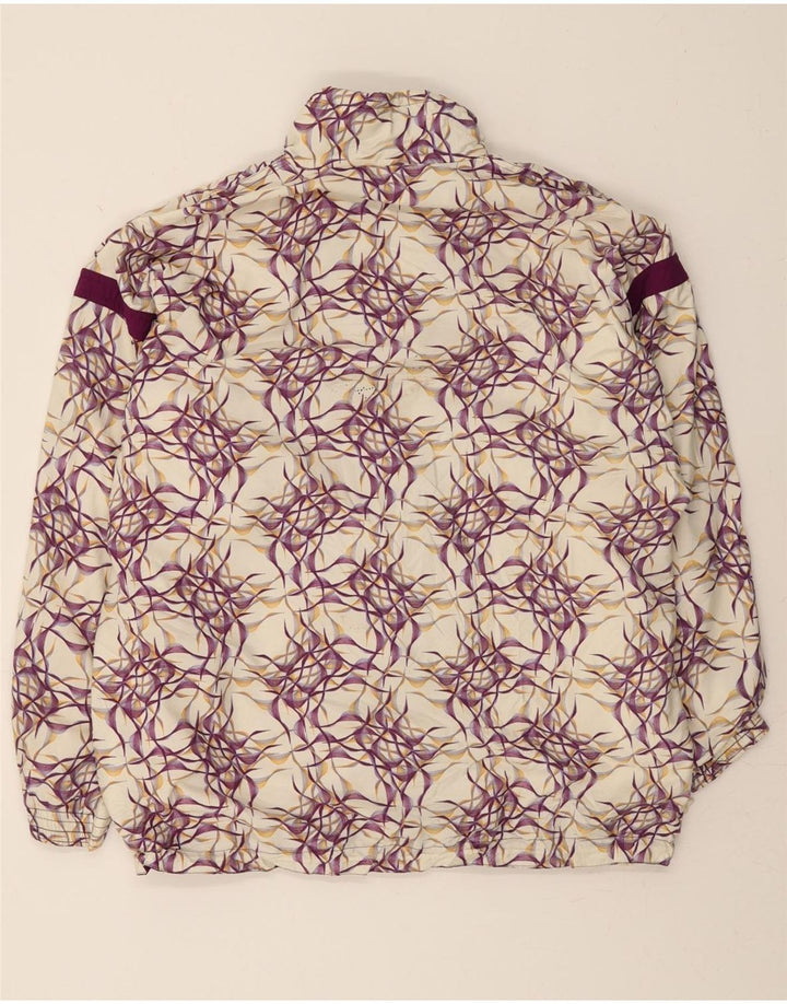VINTAGE Womens Abstract Pattern Windbreaker Jacket EU 40 Medium White Vintage Vintage and Second-Hand Vintage from Messina Hembry 