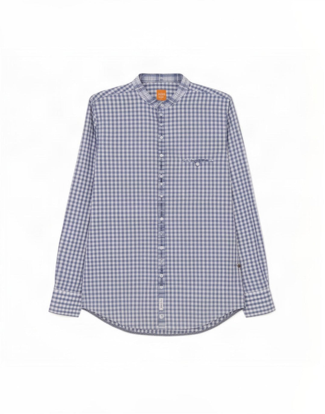 Hugo Boss Herrenhemd aus mittelblauer Gingham-Baumwolle