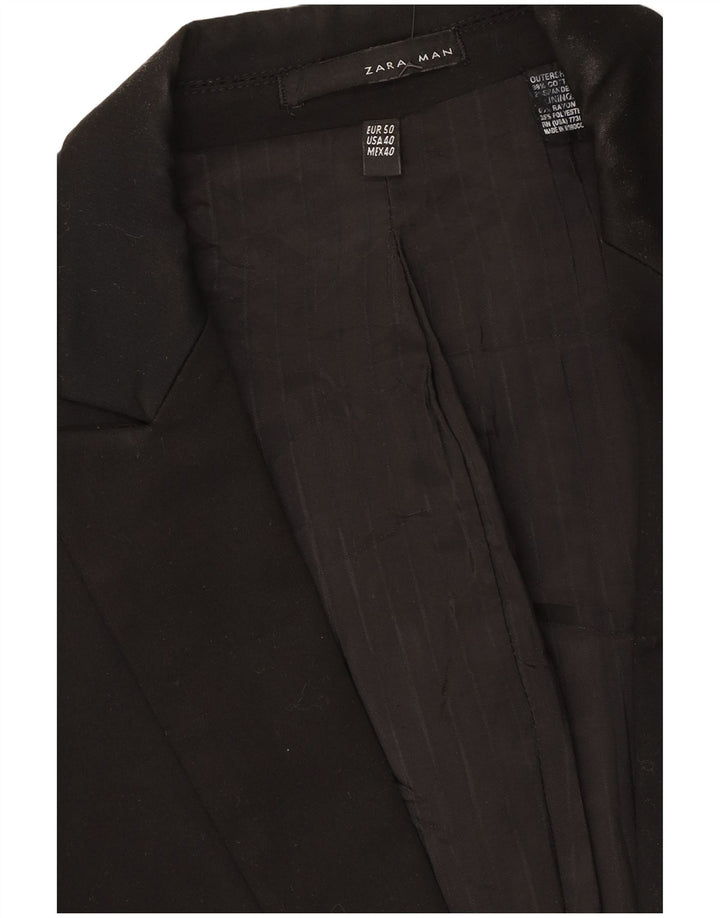 Zara Herren-Blazer mit 1 Knopf, EU 50, mittelschwarze Baumwolle