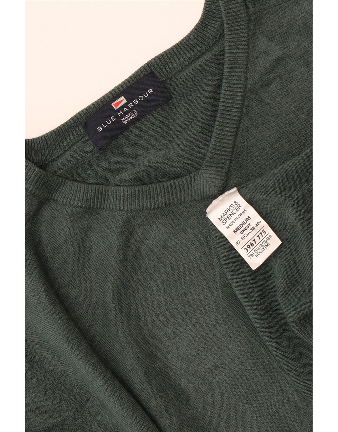MARKS & SPENCER Herren-Pullover mit V-Ausschnitt, UK 38/40, Mittelgrün