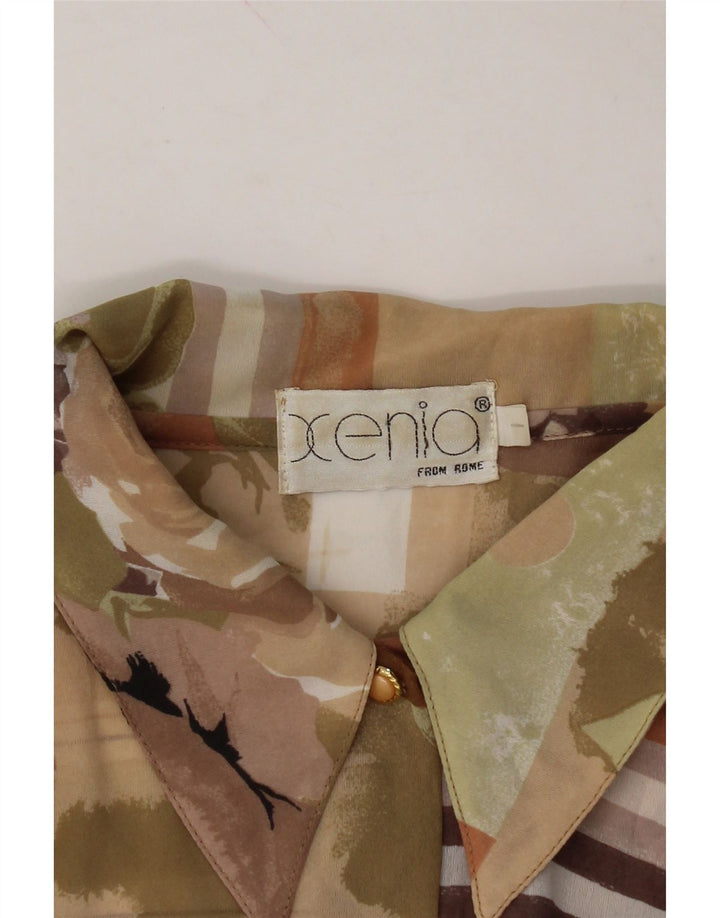 VINTAGE Womens Short Sleeve Shirt Blouse UK 16 Large Brown Patchwork Vintage Vintage and Second-Hand Vintage from Messina Hembry 
