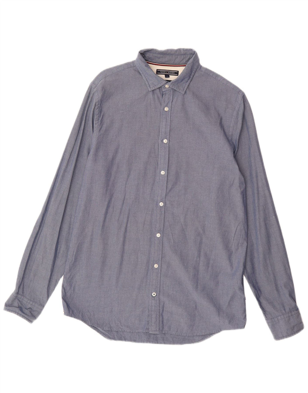 TOMMY HILFIGER Mens Abstract Pattern Slim Fit Shirt Large Blue Cotton