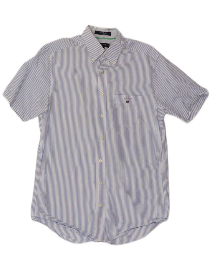 GANT Herren The Banker Regular Fit Kurzarmhemd Mittelblauer Nadelstreifen