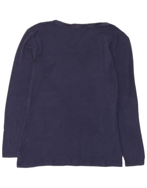 Gap Damen Top Langarm UK 14 Large Marineblau Baumwolle