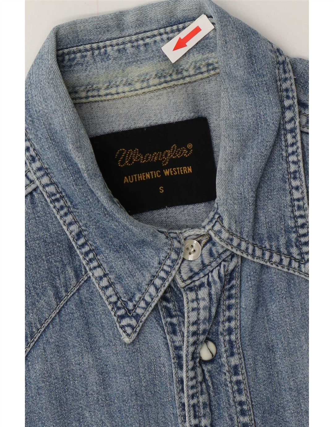 Wrangler Herren-Western-Jeanshemd, kleine blaue Baumwolle