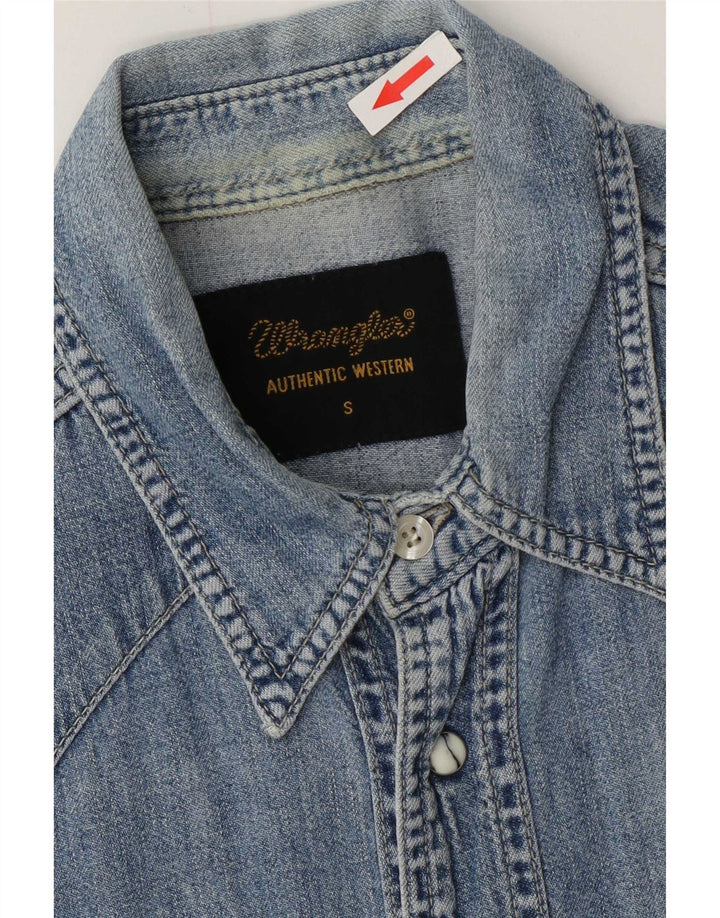 Wrangler Herren-Western-Jeanshemd, kleine blaue Baumwolle