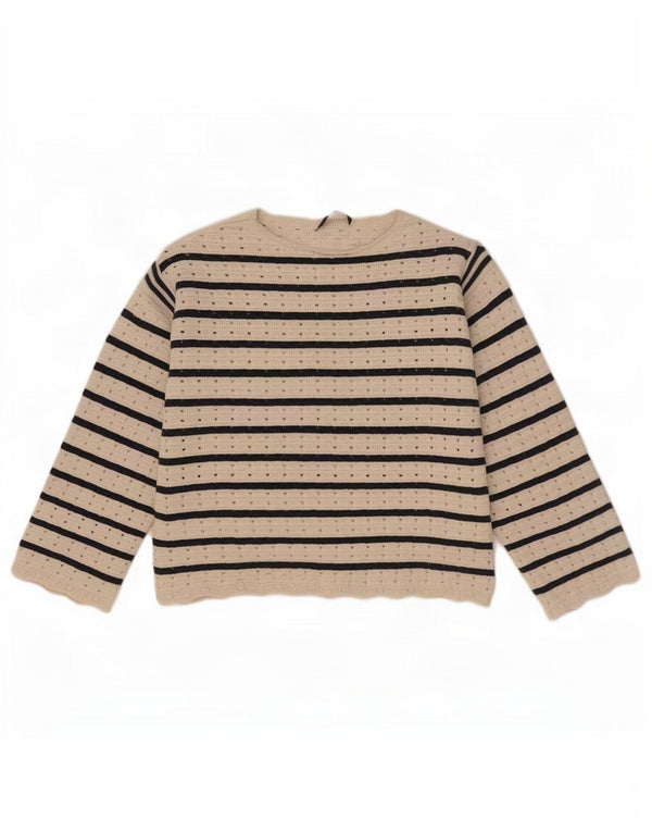 Marks & Spencer Damen-Pullover mit Rundhalsausschnitt, Gr. 12, mittelweiß gestreift