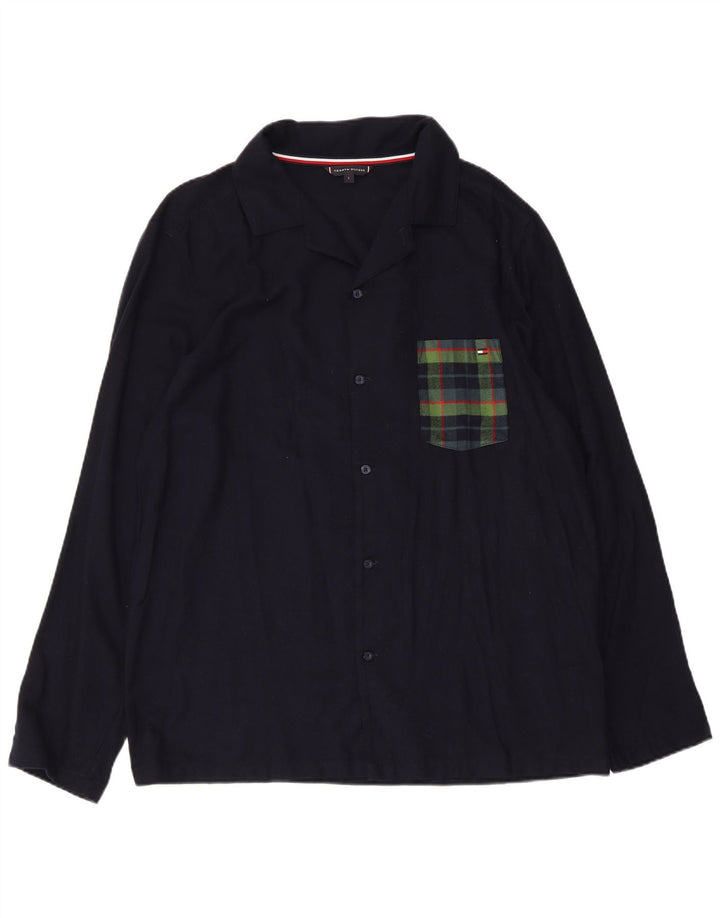 Tommy Hilfiger Herrenhemd, groß, marineblau, kariert, Viskose