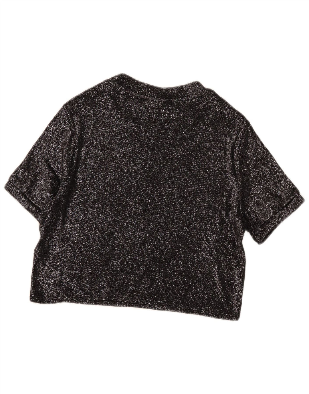 Topshop Damen Crop Bluse Top UK 14 Große schwarze Viskose