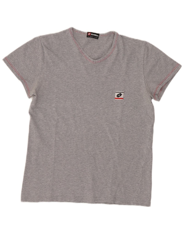 Lotto Damen T-Shirt Top UK 12 Mittelgraue Baumwolle