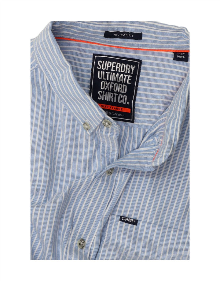 SUPERDRY Herren-Hemd mit regulärer Passform, XL, blauer Nadelstreifen