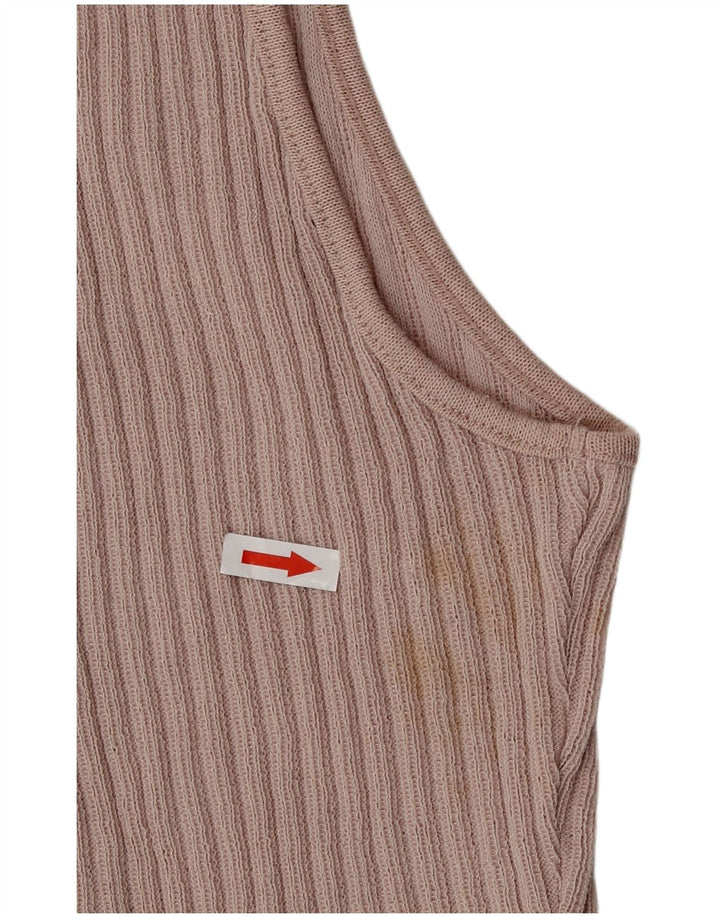 Zara Damen Crop ärmellose Hemdbluse UK 12 Mittelrosa Polyester