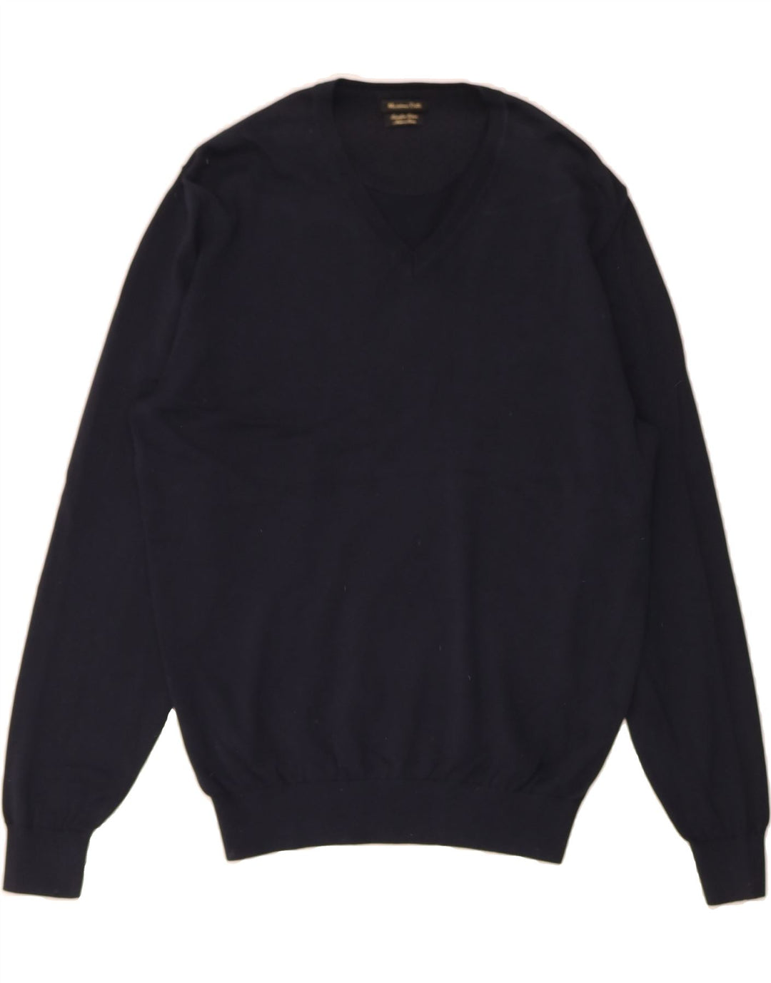 MASSIMO DUTTI Mens V-Neck Jumper Sweater Large Navy Blue Cotton Vintage Massimo Dutti and Second-Hand Massimo Dutti from Messina Hembry 