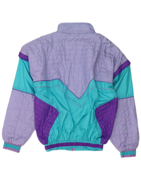 Vintage Herren-Trainingsanzug-Top-Jacke, großes lila Farbblock-Polyester