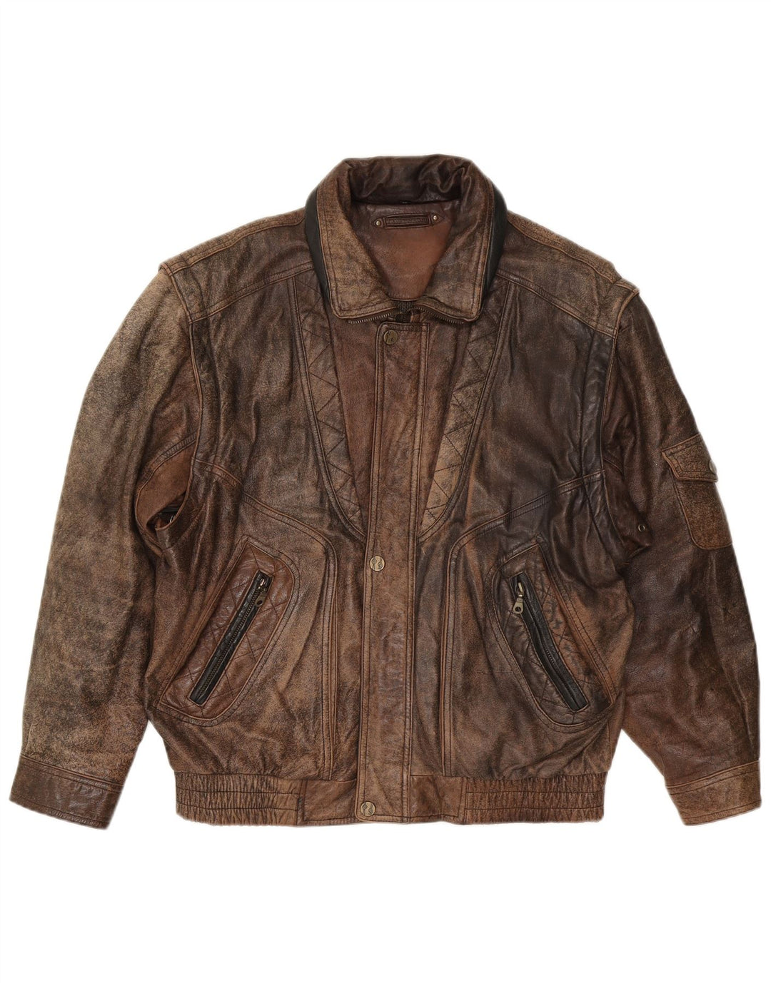 Berto Lucci Herren Lederjacke UK 40 Großes braunes Leder