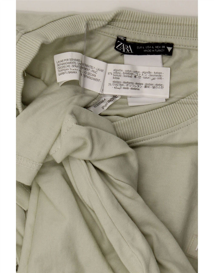 ZARA Mens T-Shirt Top Large Green Cotton Vintage Zara and Second-Hand Zara from Messina Hembry 