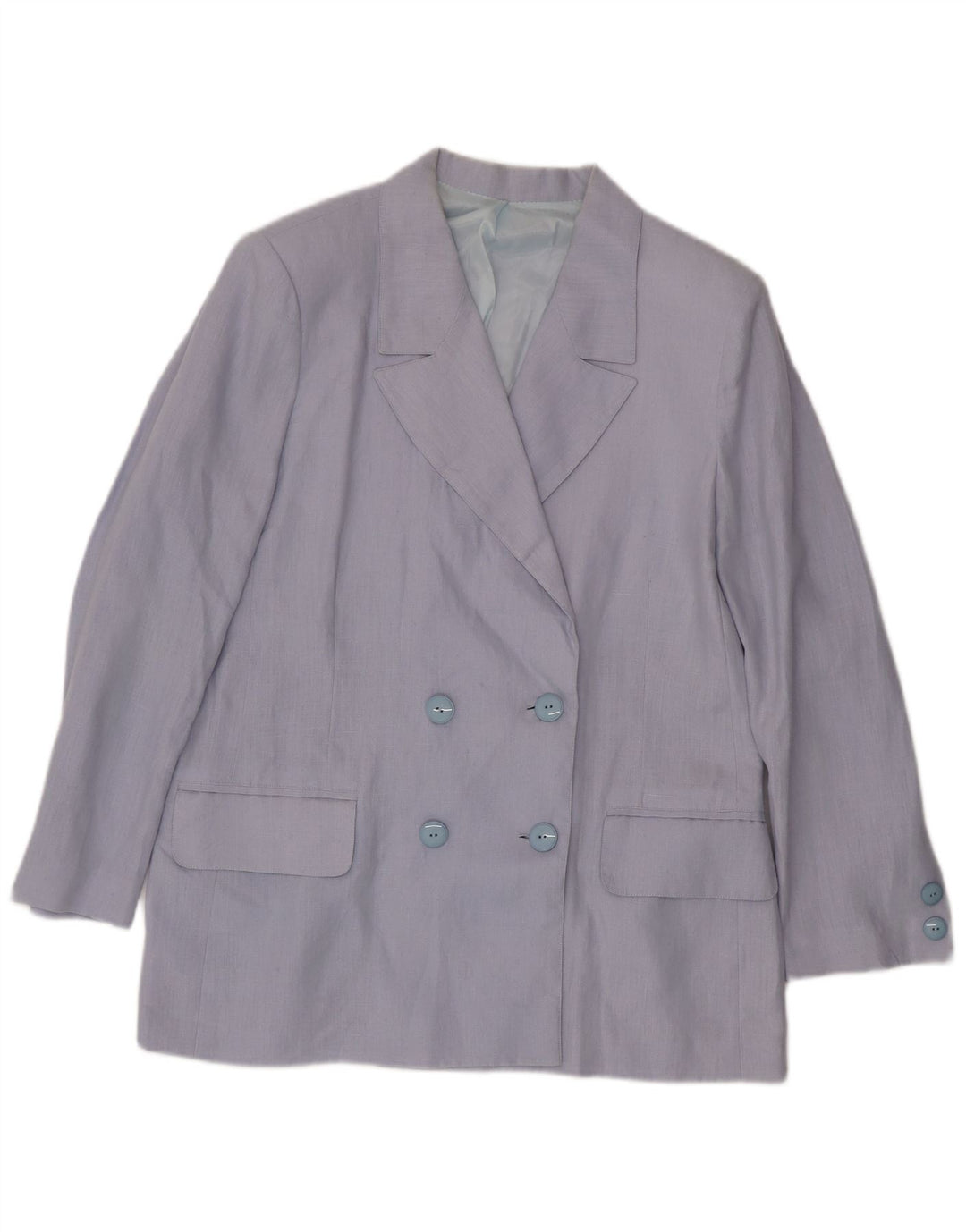 Vintage Damen Zweireihige Blazerjacke UK 14 Groß Blau