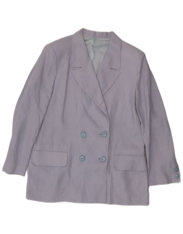 Vintage Damen Zweireihige Blazerjacke UK 14 Groß Blau