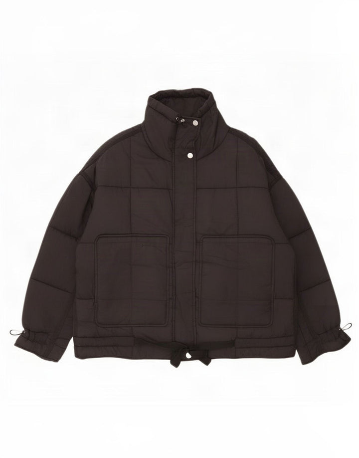 Zara Damen Wattierte Jacke UK 16 Large Schwarz Polyester