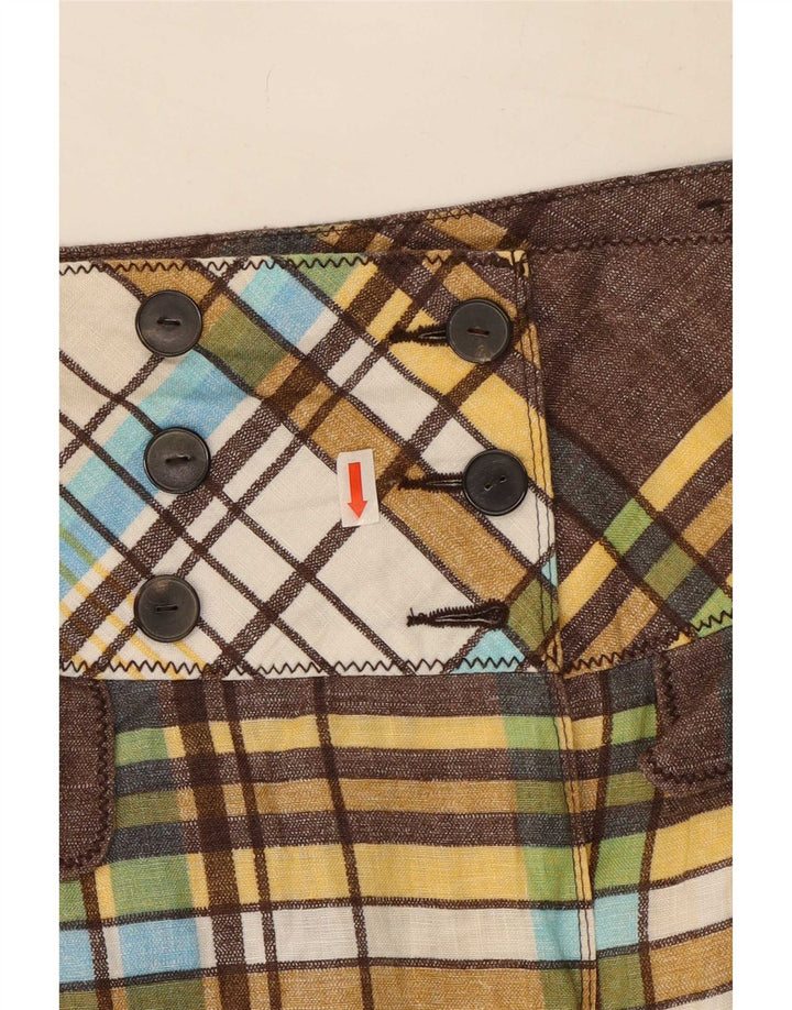 Zara Damen Wickelrock Small W26 Braun kariertes Leinen